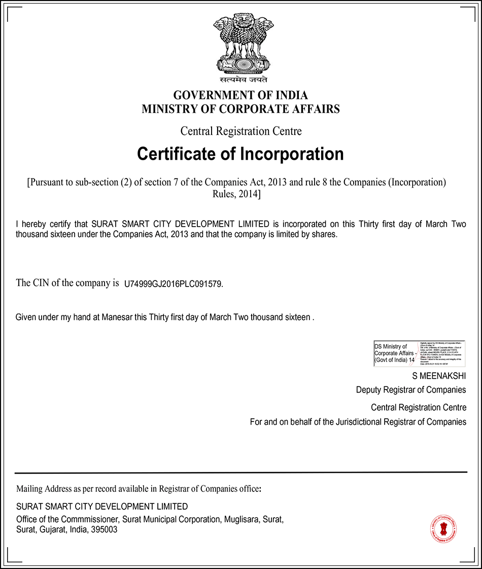 Certificate of Incorporation